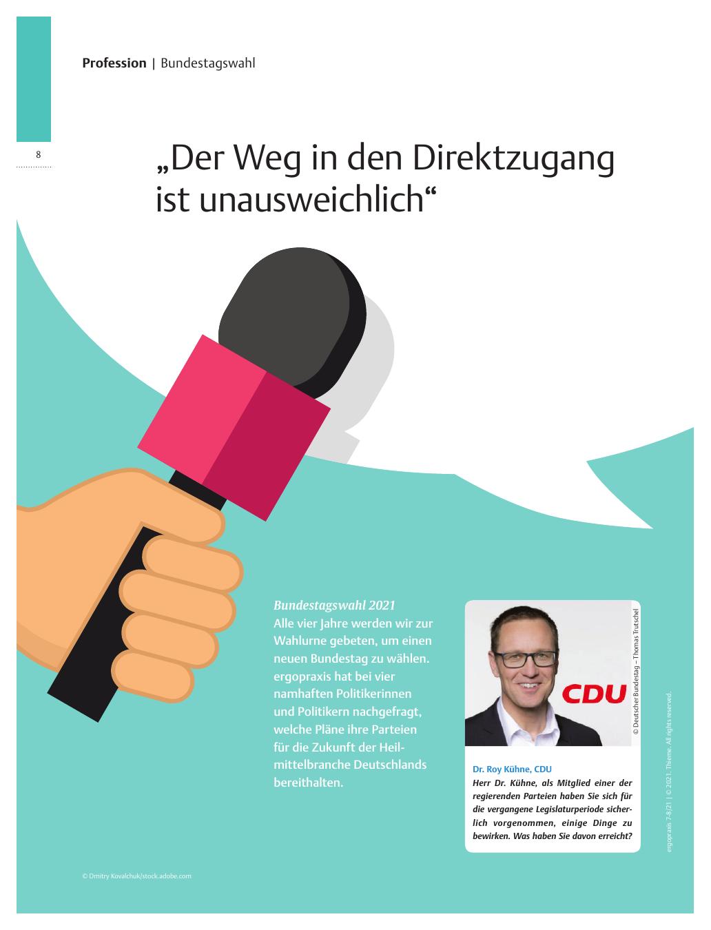 Vorschauseite 1: "Der Weg in den Direktzugang ist unausweichlich" - Bundestagswahl 2021