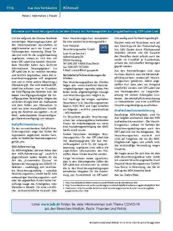 Vorschauseite 2: Versicherungsschutz in der Corona-Pandemie