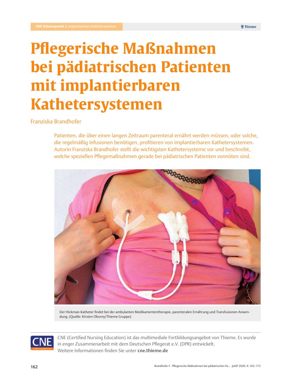 Vorschauseite 1: Pflegerische Maßnahmen bei pädiatrischen Patienten mit implantierbaren Kathetersystemen