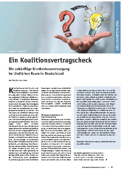 Vorschauseite 1: Ein Koalitionsvertragscheck Die zukünftige Krankenhausversorgung im ländlichen Raum in Deutschland