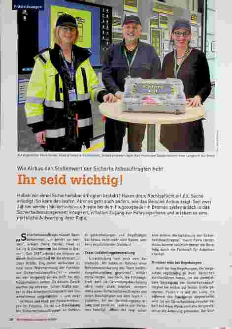 Vorschauseite 1: Wie Airbus den Stellenwert der Sicherheitsbeauftragten hebt. Ihr seid wichtig!