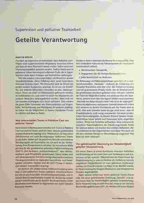 Vorschauseite 1: Supervision und palliative Teamarbeit - Geteilte Verantwortung