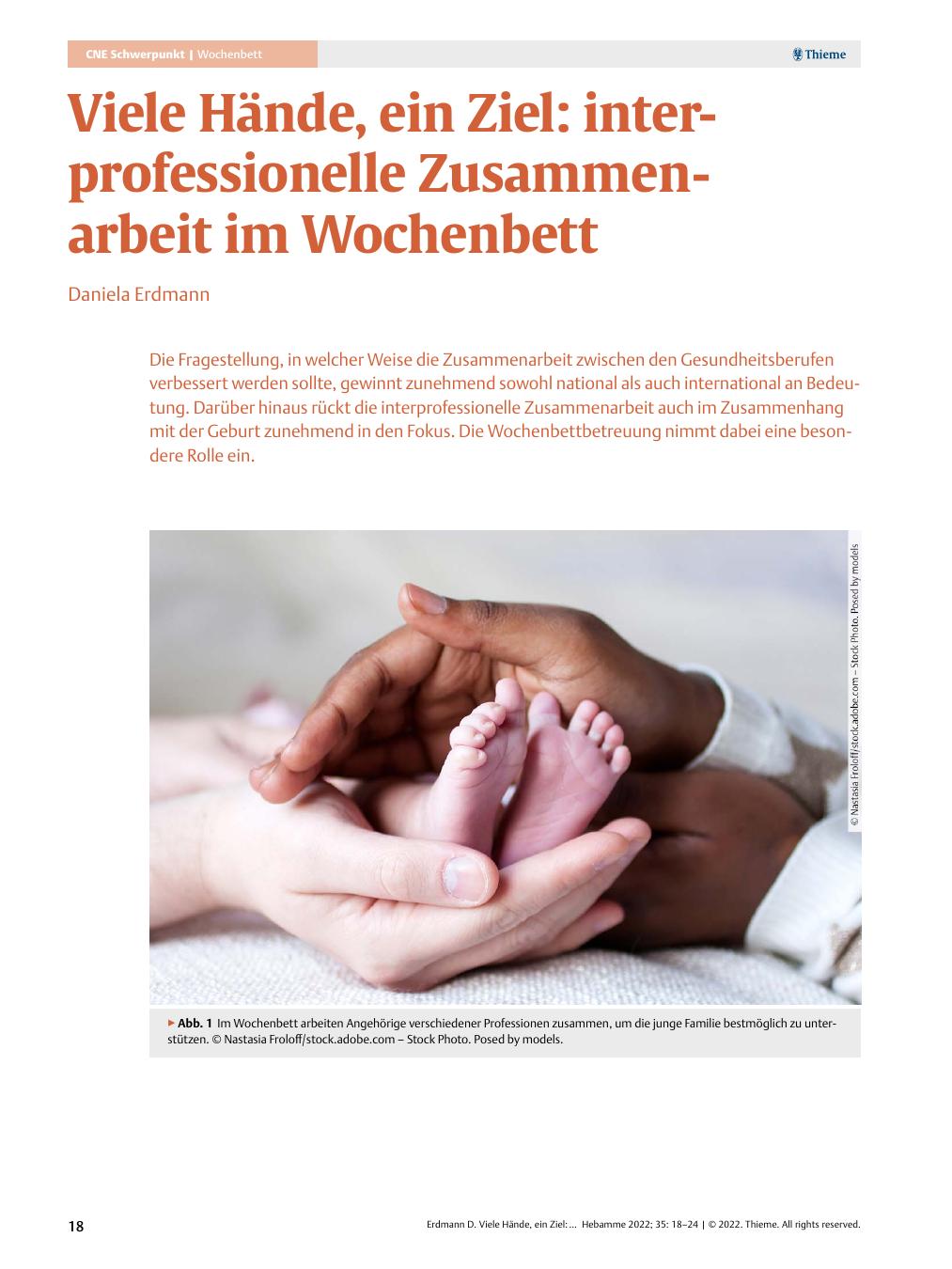 Vorschauseite 1: Viele Hände, ein Ziel: interprofessionelle Zusammenarbeit im Wochenbett