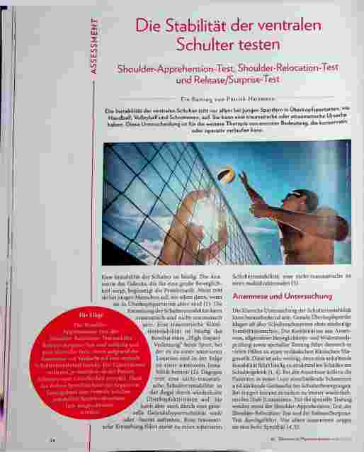 Vorschauseite 1: Die Stabilität der ventralen 3 Schulter testen: Shoulder-Apprehension-Test, Shoulder-Relocation-Test und Release/Surprise-Test.