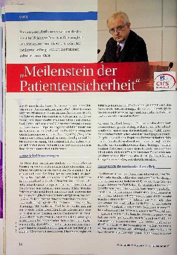 Vorschauseite 1: Meilenstein der Patientensicherheit
