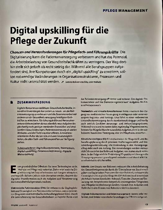 Vorschauseite 1: Digital upskilling für die Pflege der Zukunft