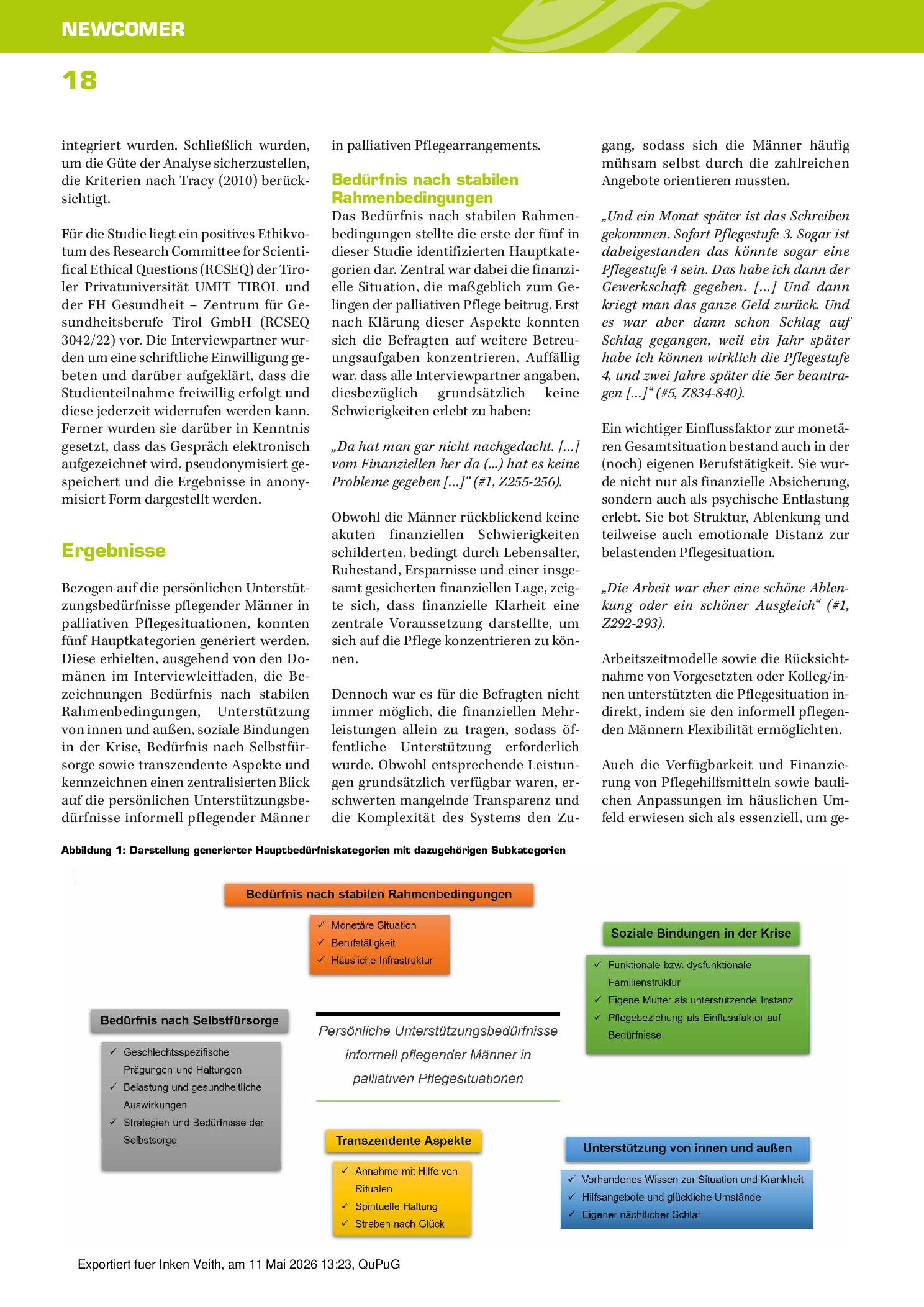 Vorschauseite 4: Unterstützungsbedürfnisse informell pflegender Männer in palliativen Pflegesituationen. Eine qualitative deskriptive Querschnittstudie.