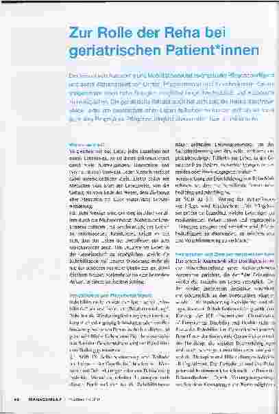 Vorschauseite 1: Zur Rolle der Reha bei geriatrischen Patientinnen