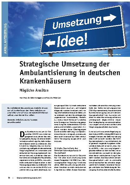 Vorschauseite 1: Strategische Umsetzung der Ambulantisierung in deutschen Krankenhäusern