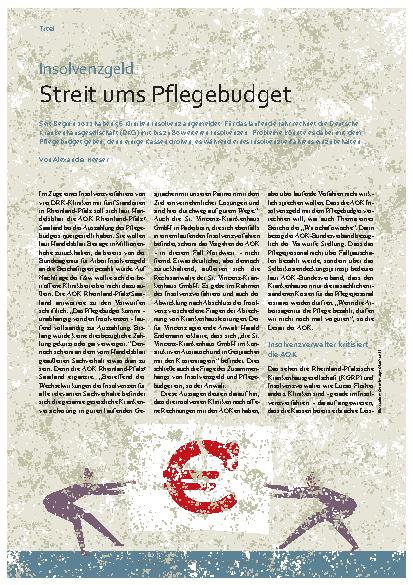 Vorschauseite 1: Insolvenzgeld: Streit ums Pflegebudget