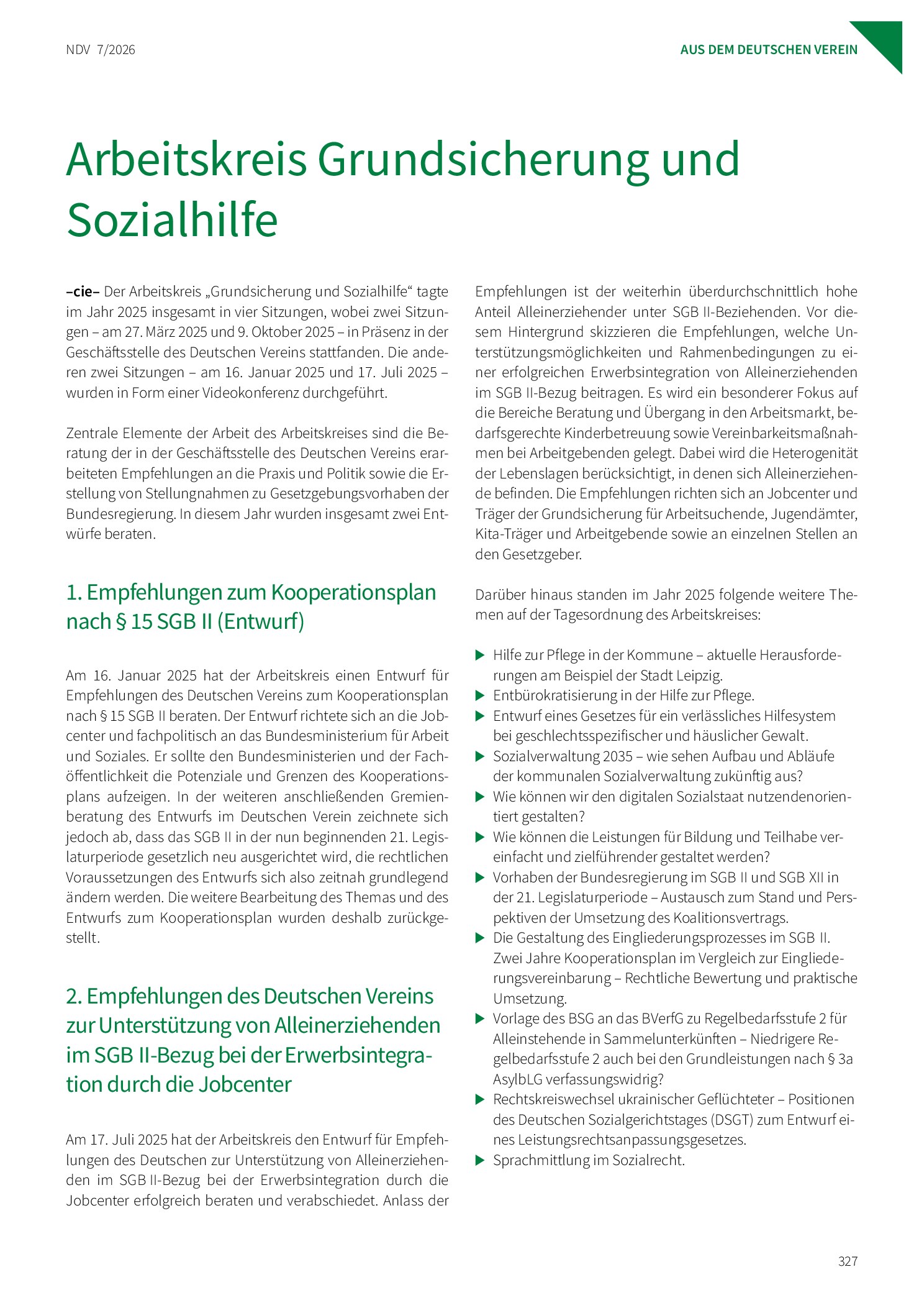 Vorschauseite 1: Arbeitskreis Grundsicherung und Sozialhilfe