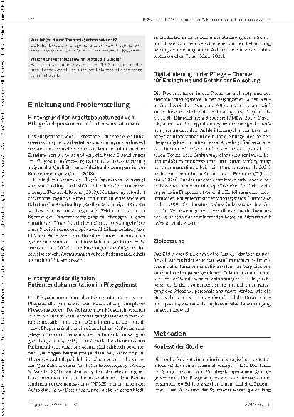 Vorschauseite 2: Einfluss der digitalen Dokumentation auf die Arbeitszeit und den Arbeitsablauf auf der Intensivstation