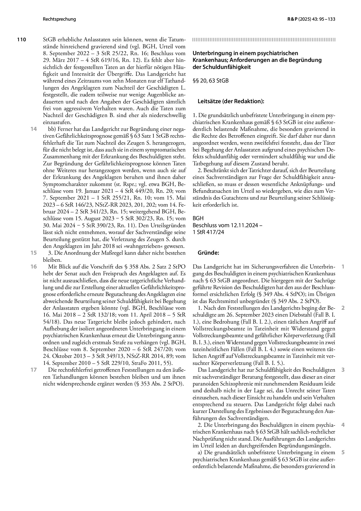Vorschauseite 3: Unterbringung in einem psychiatrischen Krankenhaus; unzureichende Darlegung der Anordnungsvoraussetzungen
