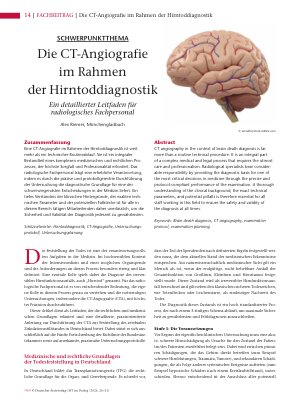 Vorschauseite 1: Die CT-Angiografie im Rahmen der Hirntoddiagnostik