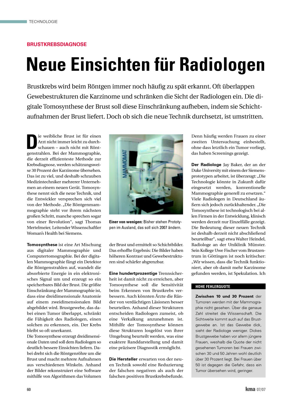 Vorschauseite 1: Neue Einsichten für Radiologen