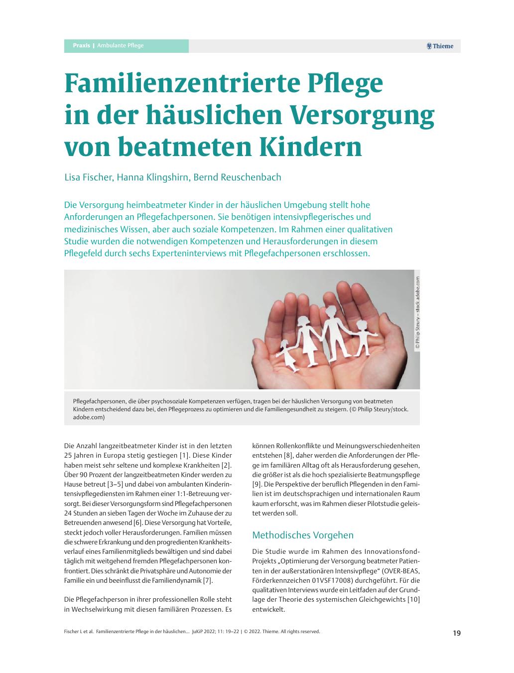 Vorschauseite 1: Familienzentrierte Pflege in der häuslichen Versorgung von beatmeten Kindern