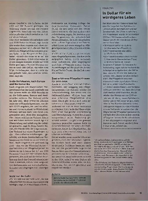 Vorschauseite 2: Libanesische Pflegefachpersonen in der Wirtschaftskrise