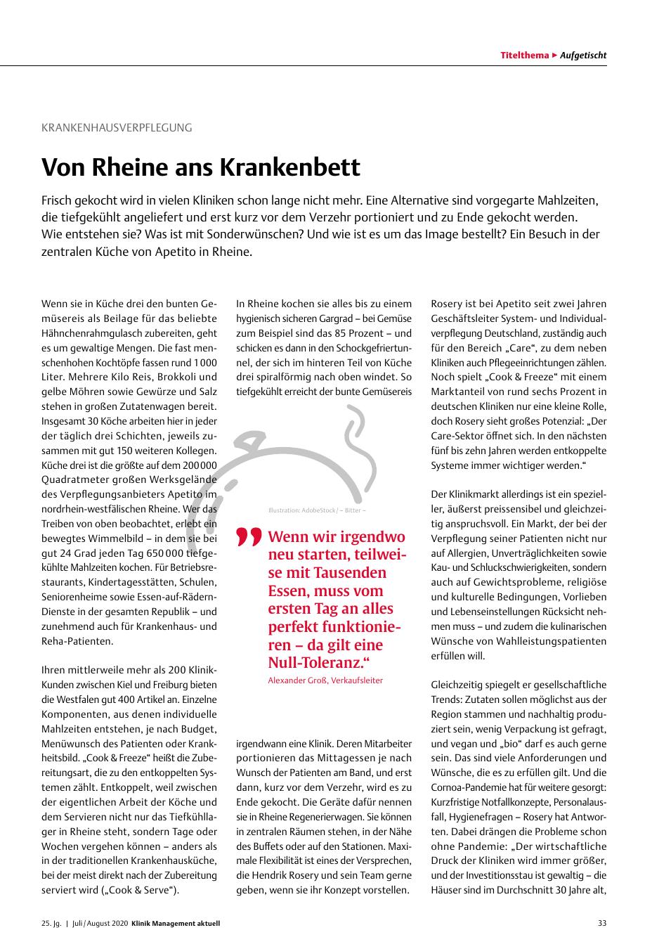 Vorschauseite 1: Krankenhausverpflegung: Von Rheine zum Krankenbett
