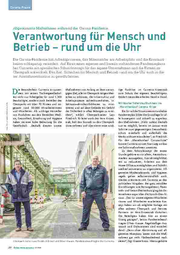 Vorschauseite 1: Abgestimmte Maßnahmen während der Corona-Pandemie Verantwortung für Mensch und Betrieb – rund um die Uhr