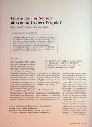 Vorschauseite 1: Ist die Caring Society ein romantisches Projekt? Zwischen Professionalität und Liebe