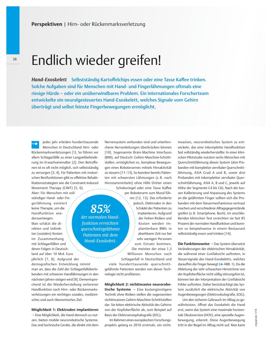 Vorschauseite 1: Hand-Exoskelett? Endlich wieder greifen!