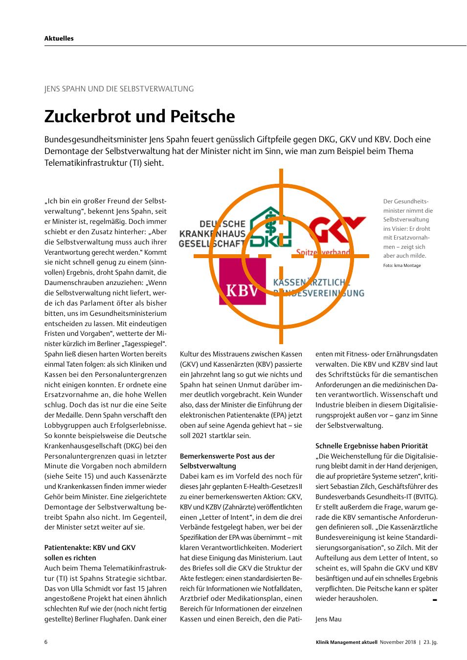 Vorschauseite 1: Jens Spahn und die Selbstverwaltung: Zuckerbrot und Peitsche