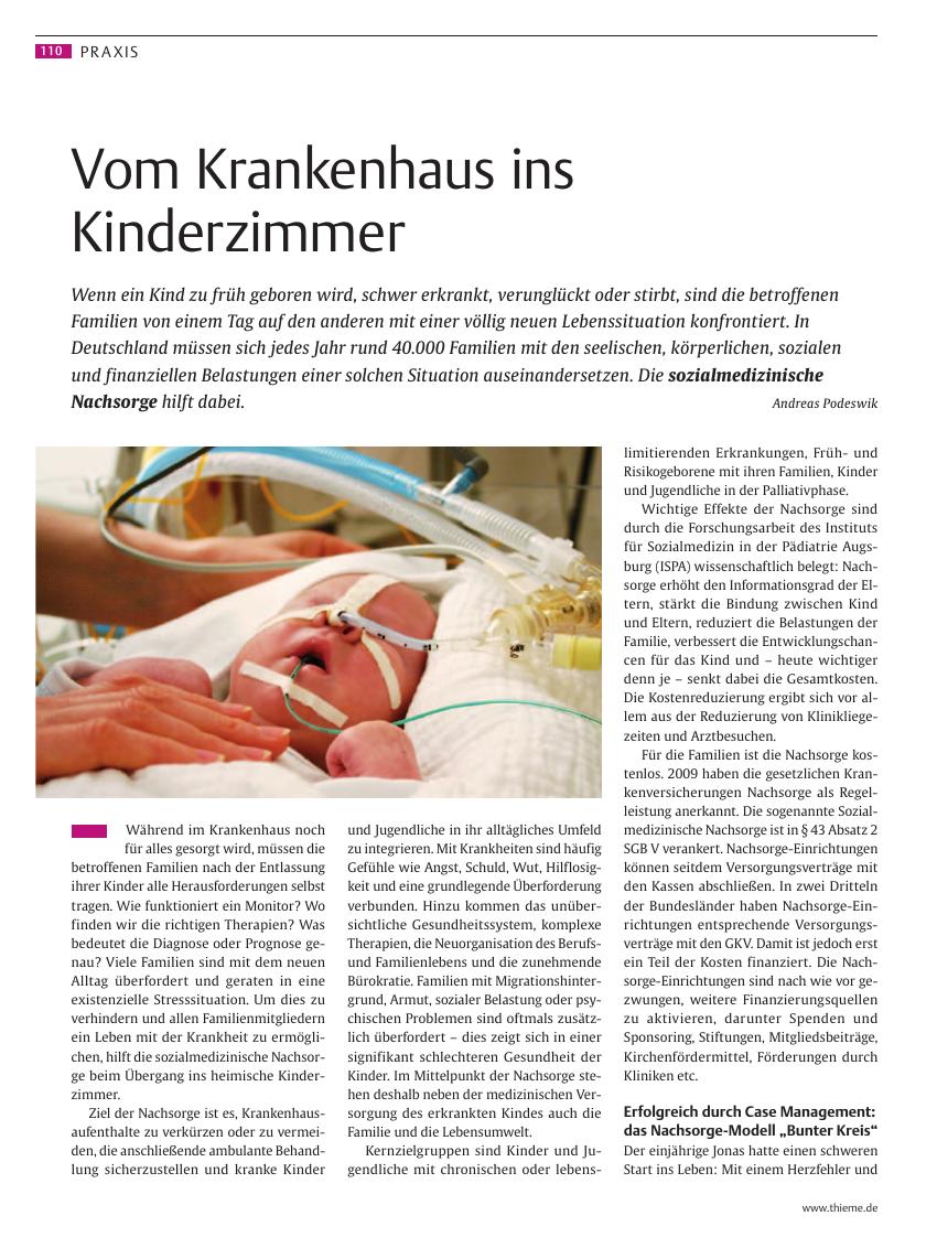 Vorschauseite 1: Vom Krankenhaus ins Kinderzimmer