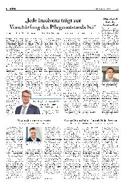 Vorschauseite 1: "Jede Insolvenz trägt zur Verschärfung des Pflegenotstands bei."