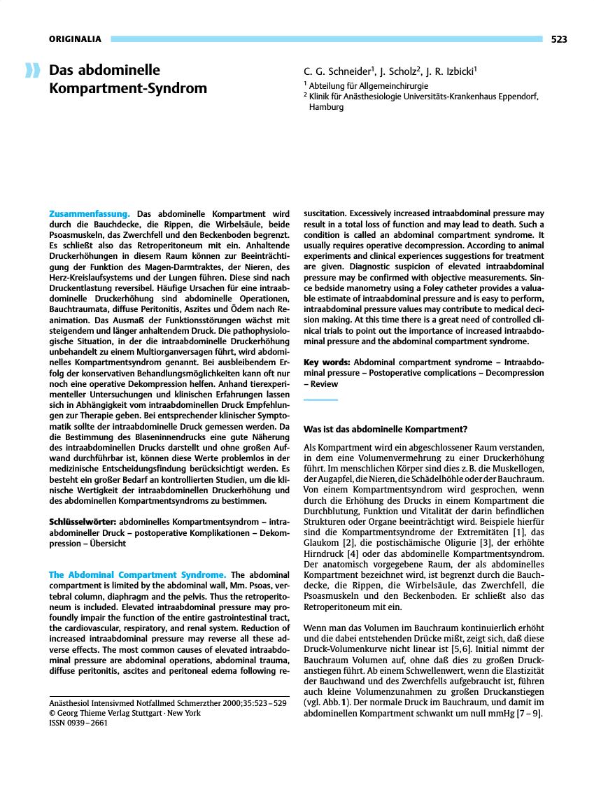 Vorschauseite 1: Das abdominelle Kompartment-Syndrom