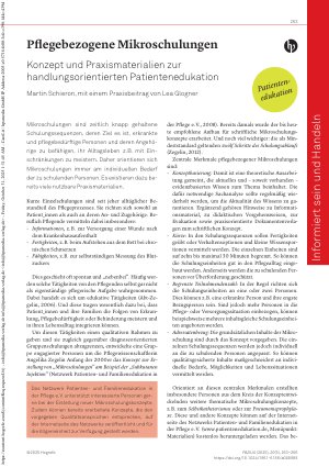 Vorschauseite 1: Pflegebezogene Mikroschulungen Konzept und Praxismaterialien zur handlungsorientierten Patientenedukation