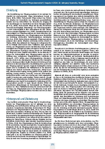 Vorschauseite 2: Wie beschreiben Pflegefachpersonen notwendige Pflegemaßnahmen? Eine qualitative Studie in einem Deutschschweizer Akutspital.