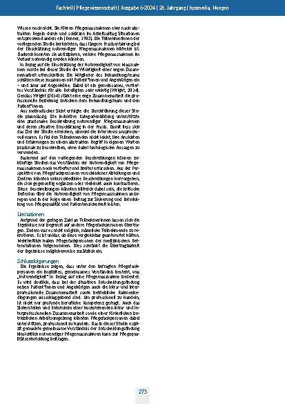 Vorschauseite 6: Wie beschreiben Pflegefachpersonen notwendige Pflegemaßnahmen? Eine qualitative Studie in einem Deutschschweizer Akutspital.