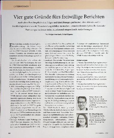 Vorschauseite 1: Vier gute Gründe fürs freiwillige Berichten