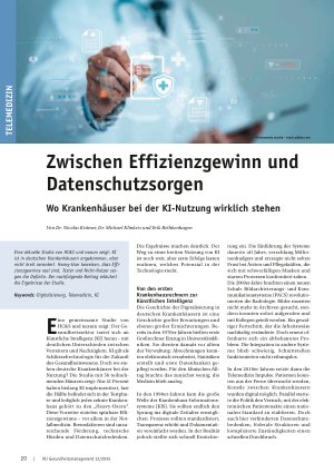 Vorschauseite 1: Zwischen Effizienzgewinn und Datenschutzsorgen Wo Krankenhäuser bei der KI-Nutzung wirklich stehen