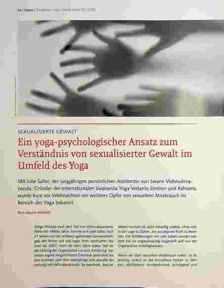 Vorschauseite 1: SEXUALISIERTE GEWALT Ein yoga-psychologischer Ansatz zum Verständnis von sexualisierter Gewalt im Umfeld des Yoga