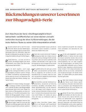 Vorschauseite 1: Rückmeldungen unserer LeserInnen zur Bhagavadgītā-Serie