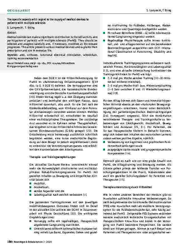 Vorschauseite 2: Therapeutische Aspekte zur Hilfsmittelversorgung von Patienten mit Multipler Sklerose