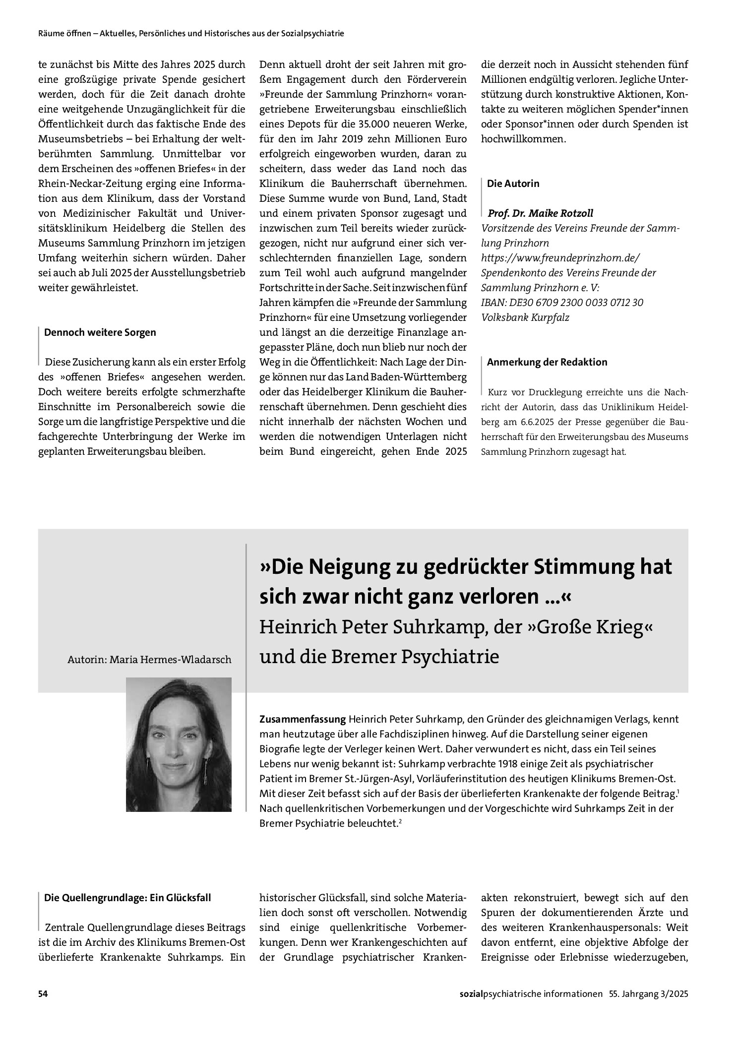Vorschauseite 2: Zukunft des renommierten Museums Sammlung Prinzhorn ungewiss