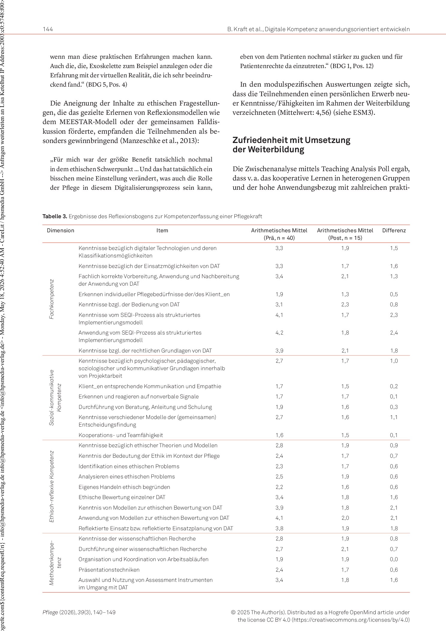 Vorschauseite 5: Praxisnahe Weiterbildung für Gesundheits- und Pflegefachpersonen zum reflektierten Umgang mit Digitalisierungsprozessen: Eine Mixed-Methods-Studie