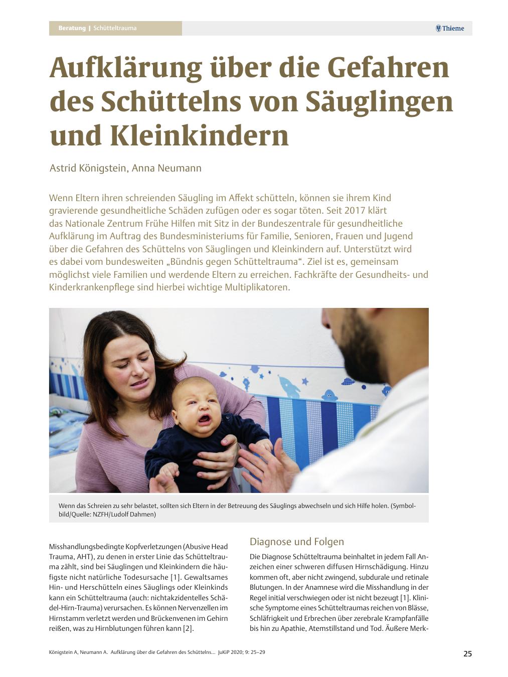 Vorschauseite 1: Aufklärung über die Gefahren des Schüttelns von Säuglingen und Kleinkindern