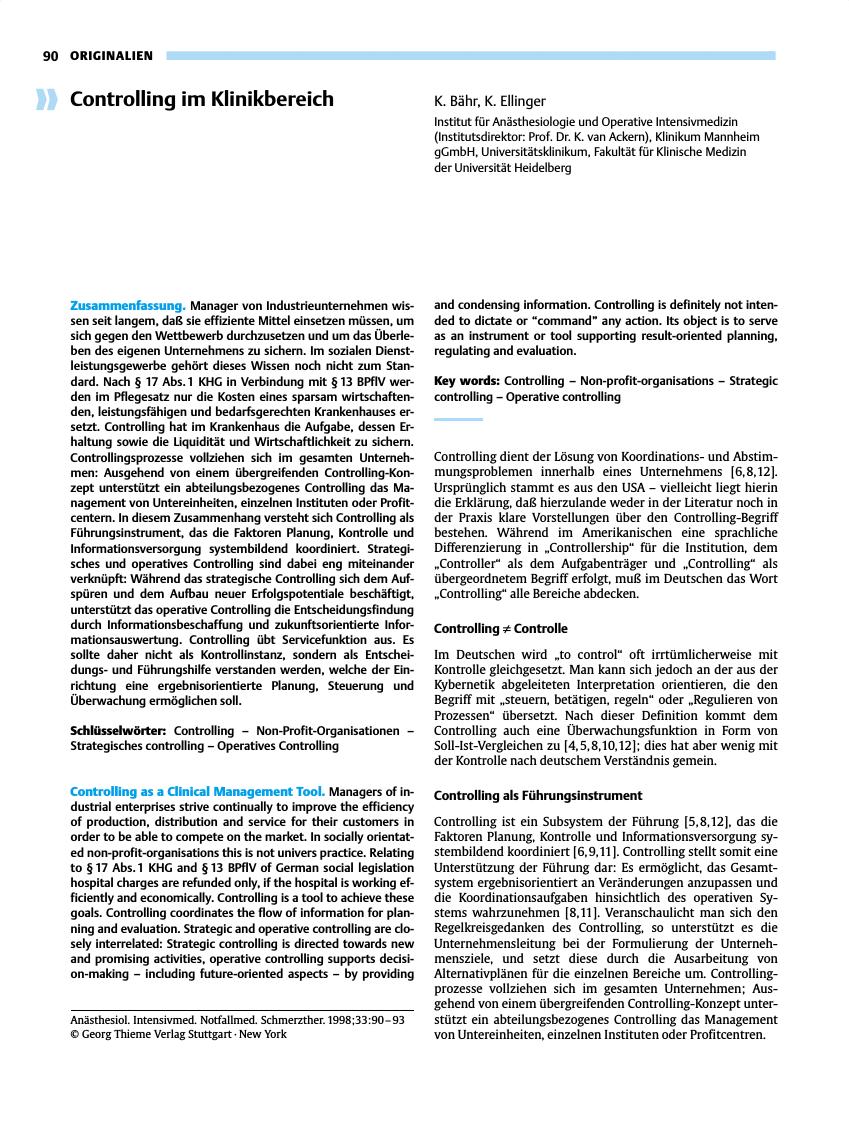 Vorschauseite 1: Controlling im Klinikbereich