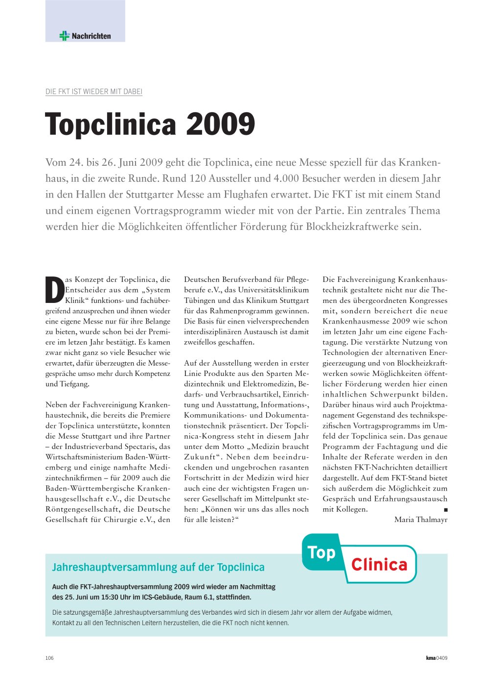Vorschauseite 1: Topclinica 2009