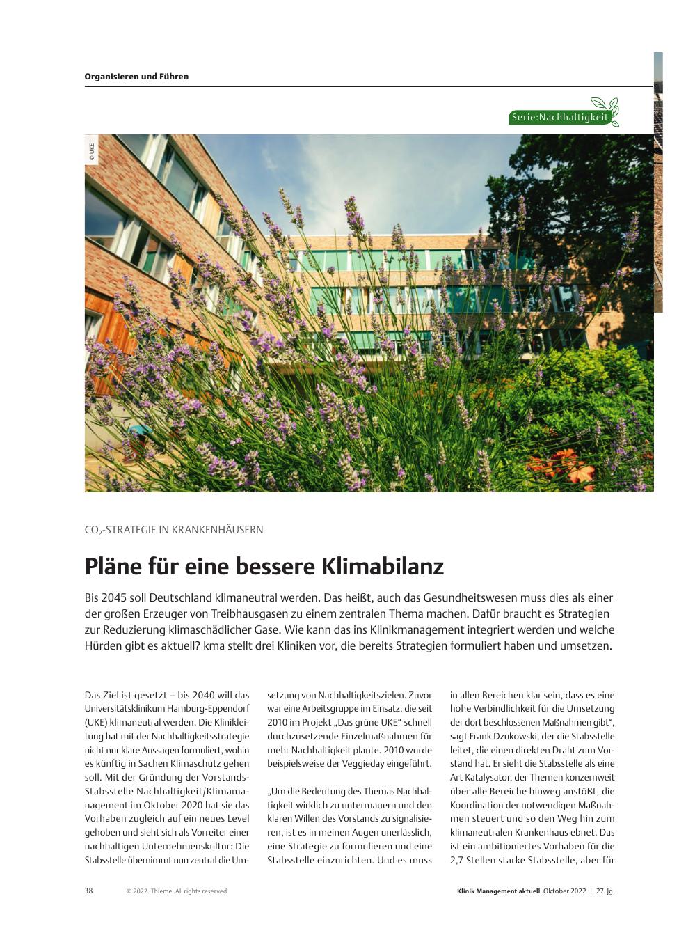 Vorschauseite 1: CO2-Strategie in Krankenhäusern: Pläne für eine bessere Klimabilanz