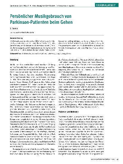 Vorschauseite 1: Persönlicher Musikgebrauch von Parkinson-Patienten beim Gehen