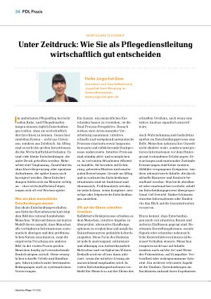 Vorschauseite 1: Unter Zeitdruck: Wie Sie als Pflegedienstleitung wirtscha! tlich gut entscheiden