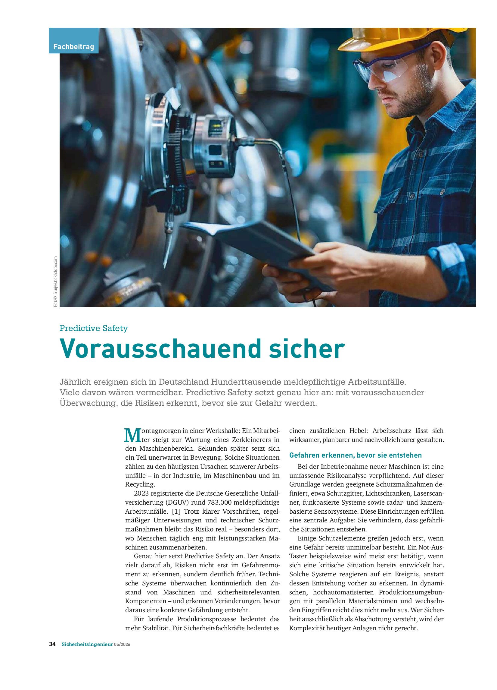 Vorschauseite 1: Predictive Safety. Vorausschauend sicher