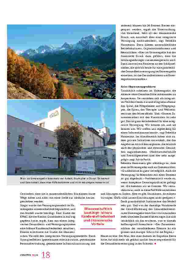 Vorschauseite 3: Das Center da sandà Engiadina Bassa ist beispielhaft für die integrierte Versorgung. Alles aus einer Hand.