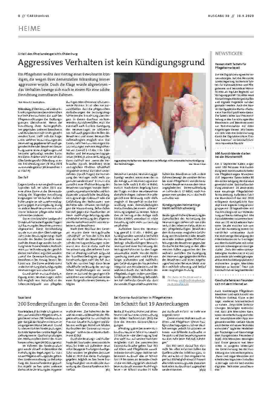 Vorschauseite 1: Aggressives Verhalten ist kein Kündigungsgrund.