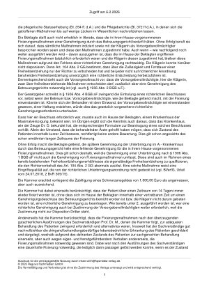 Vorschauseite 3: Zum Schmerzensgeld – Art. 2 Abs. 2 Satz 2 GG i. V. m. Art. 104 GG; § 1906 BGB a. F.