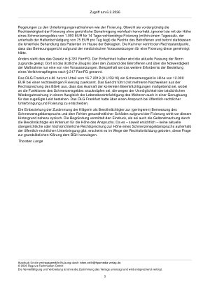 Vorschauseite 5: Zum Schmerzensgeld – Art. 2 Abs. 2 Satz 2 GG i. V. m. Art. 104 GG; § 1906 BGB a. F.